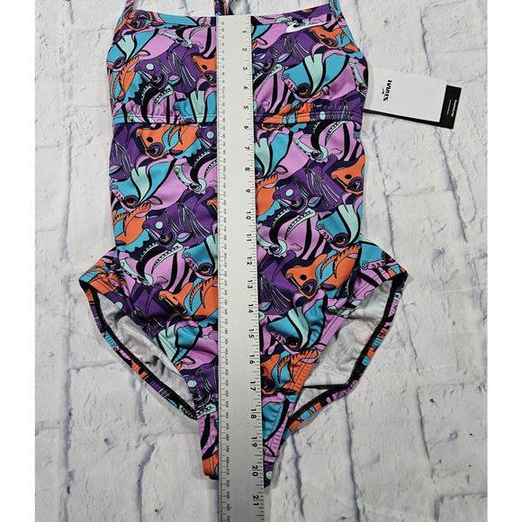 Nike WOMENS SZ M HydraStrong Bulls Ox Printed Purple One Piece Swimsuit Beach - Picture 3 of 13